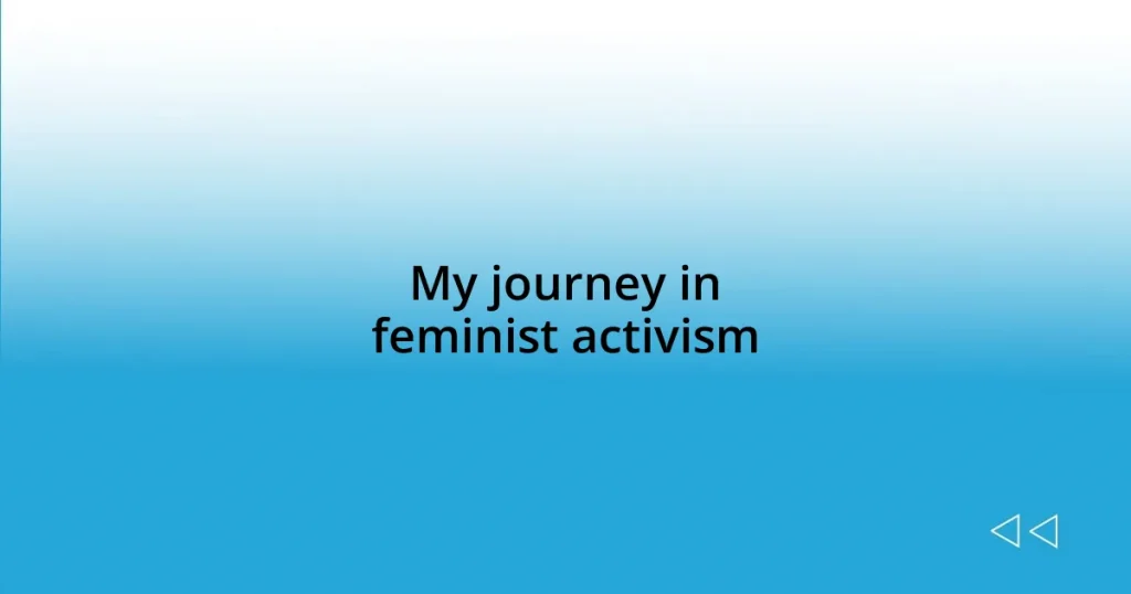 My journey in feminist activism