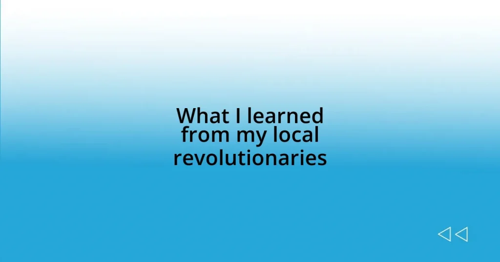 What I learned from my local revolutionaries