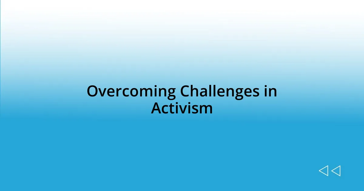 Overcoming Challenges in Activism