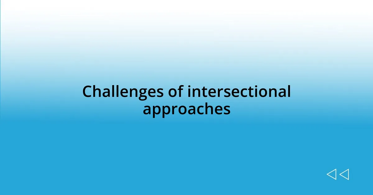 Challenges of intersectional approaches