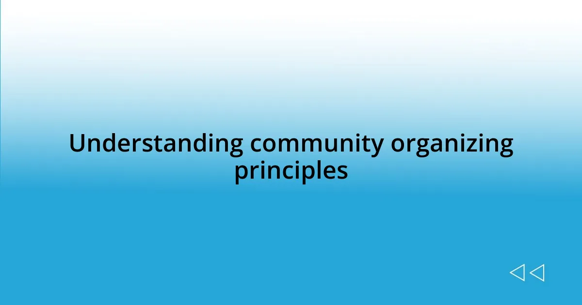 Understanding community organizing principles